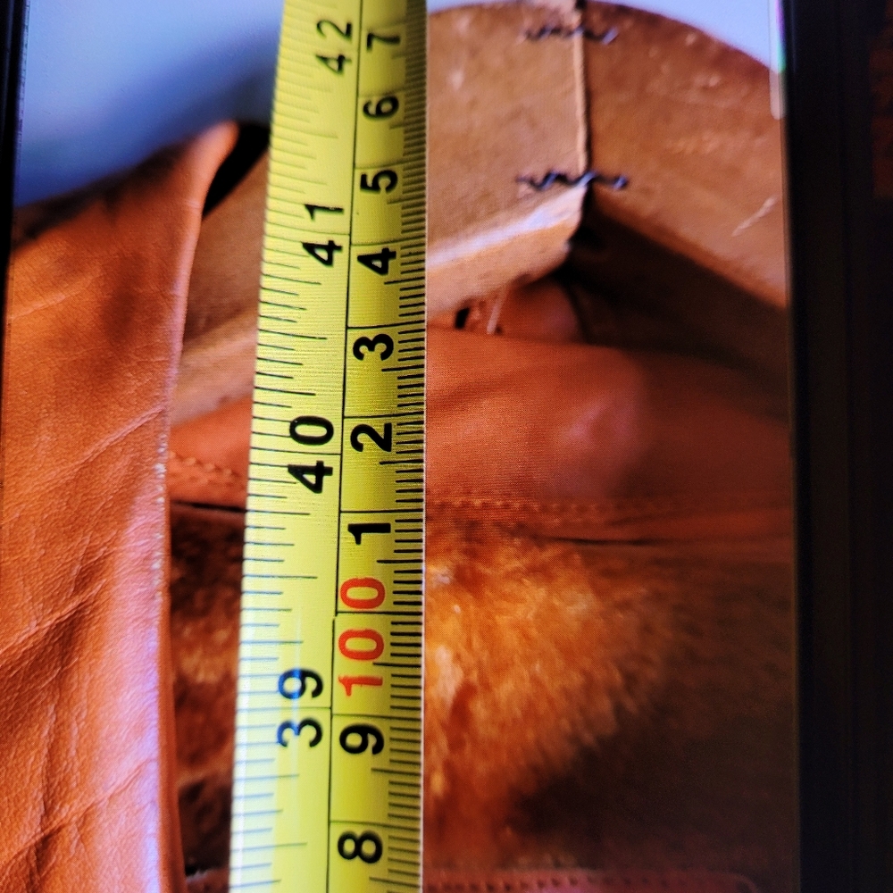 Men's Double-Breasted Tan Leather Trench Coat - Picture 15 of 16